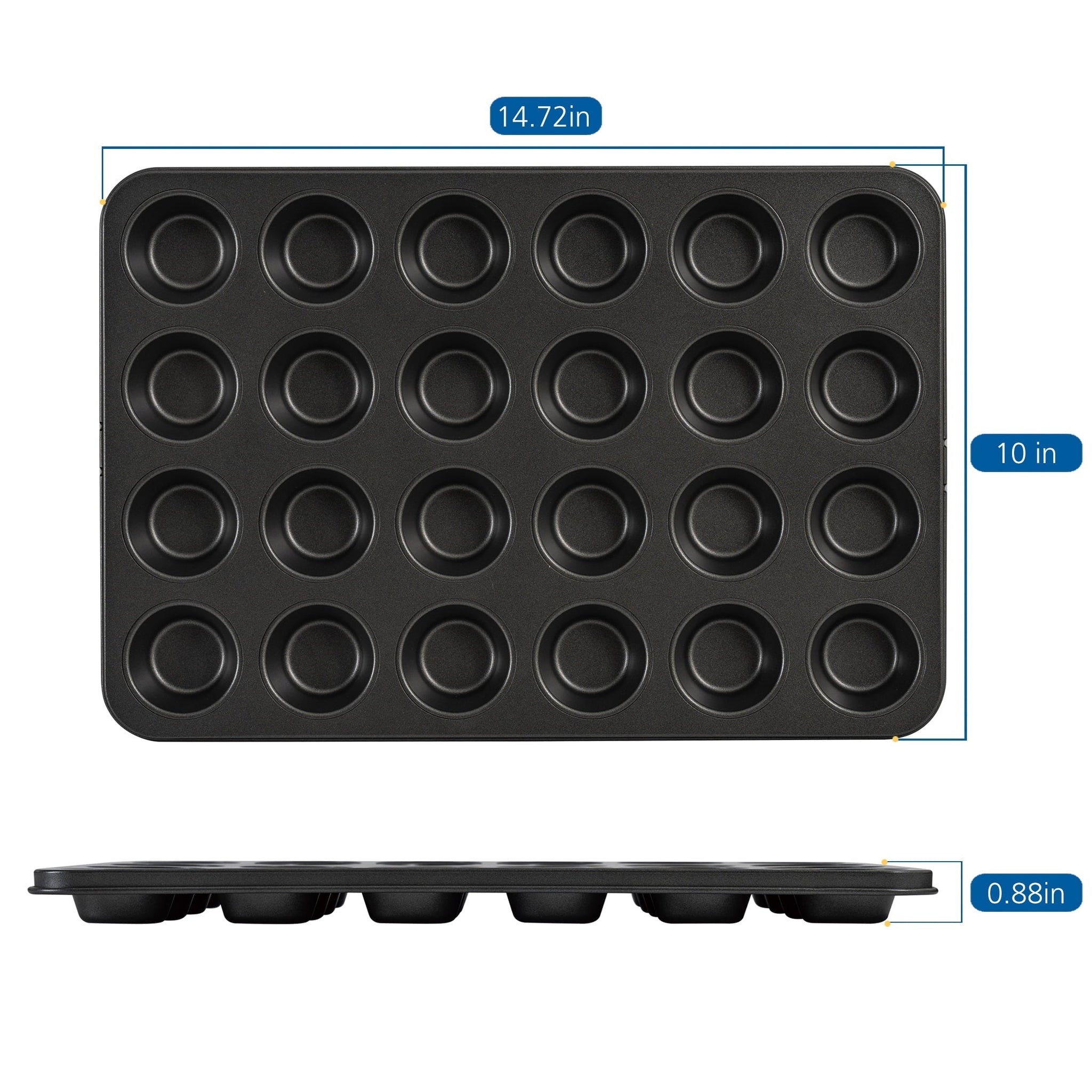Mainstays 24 Cavity Mini Muffin Pan, Non-Stick Bakeware,1.8 inch Diameter Cups,Gray,Carbon Steel - Image 4